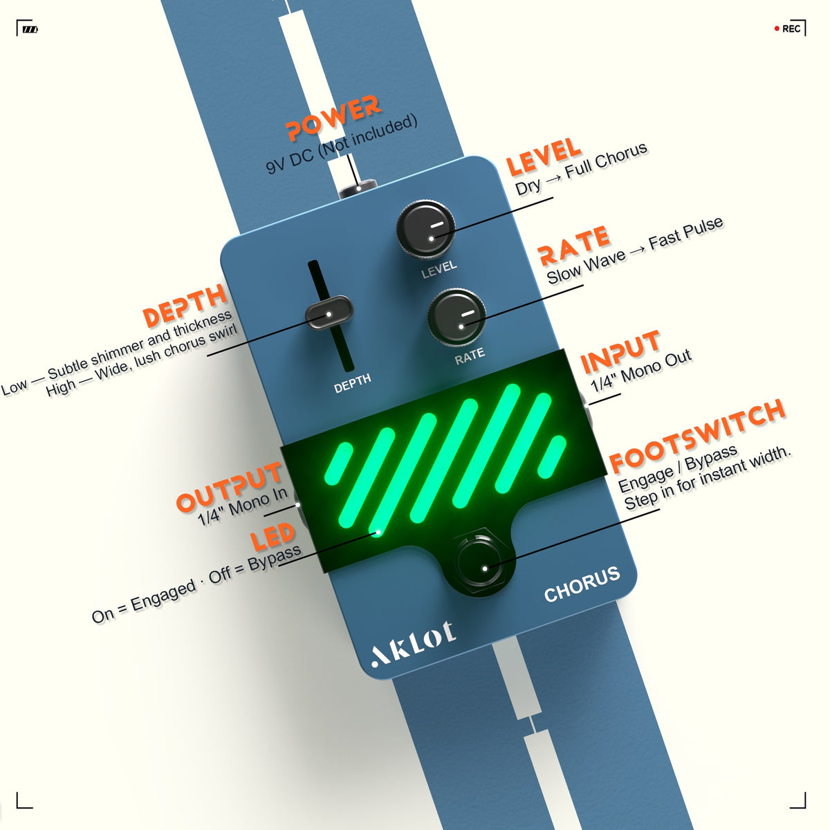 AKLOT Chorus Electric Guitar Pedal