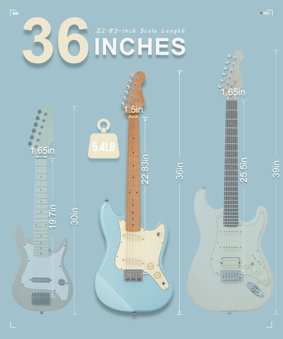 AKLOT 36-inch Kids Electric Guitar(FrostSky Blue)