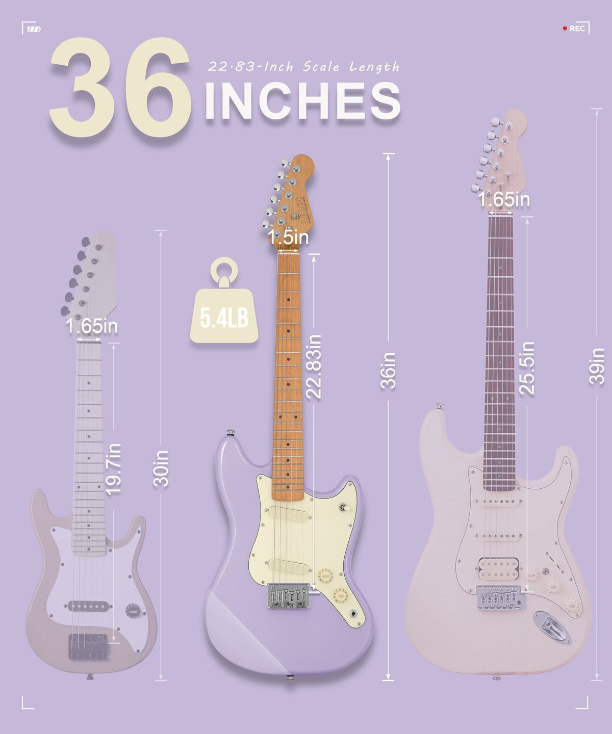 AKLOT 36-inch Kids Electric Guitar(Lavender Purple)