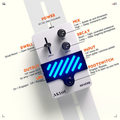 AKLOT Reverb Electric Guitar Pedal