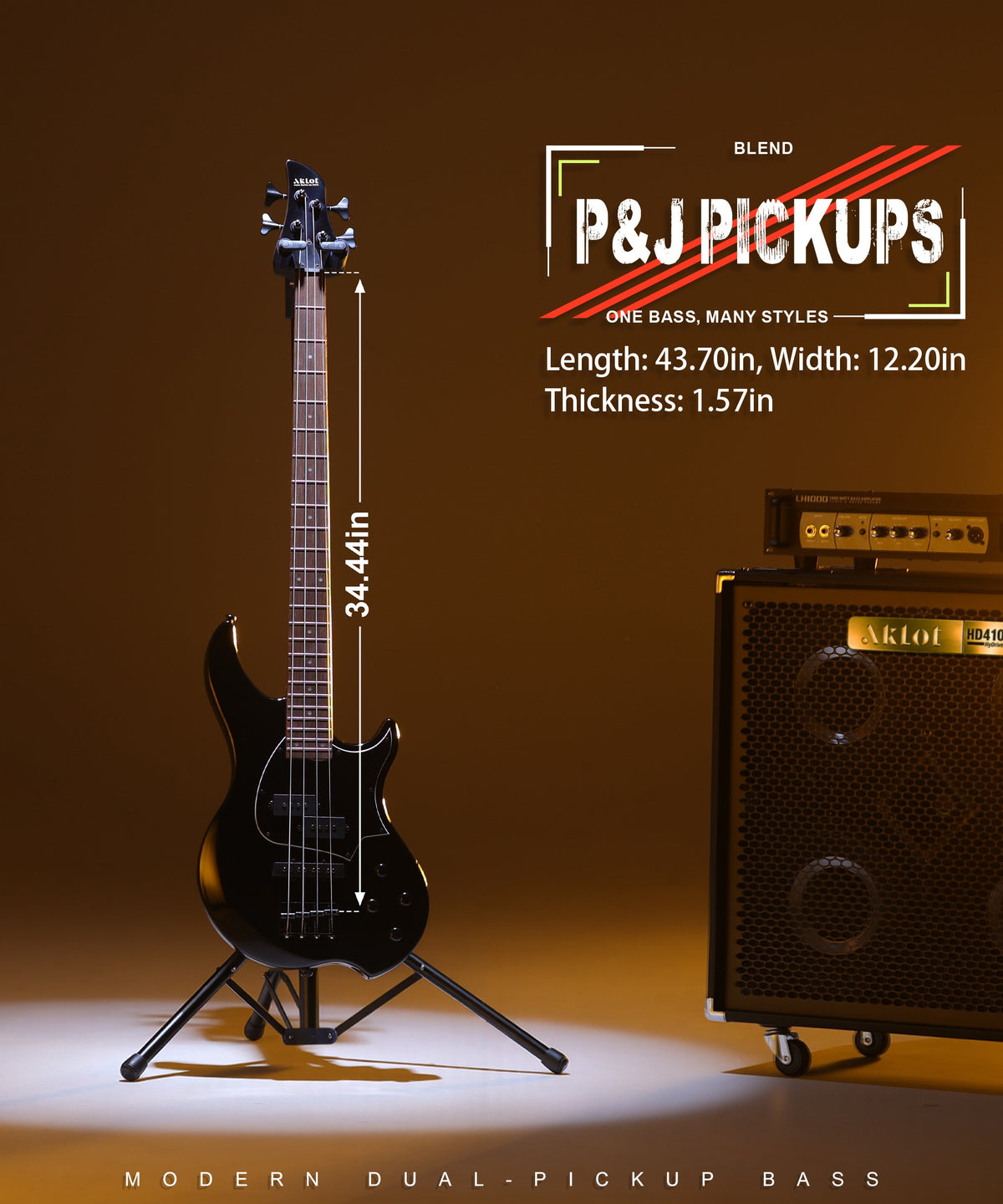 AKLOT Beginner Electric Bass Guitar
