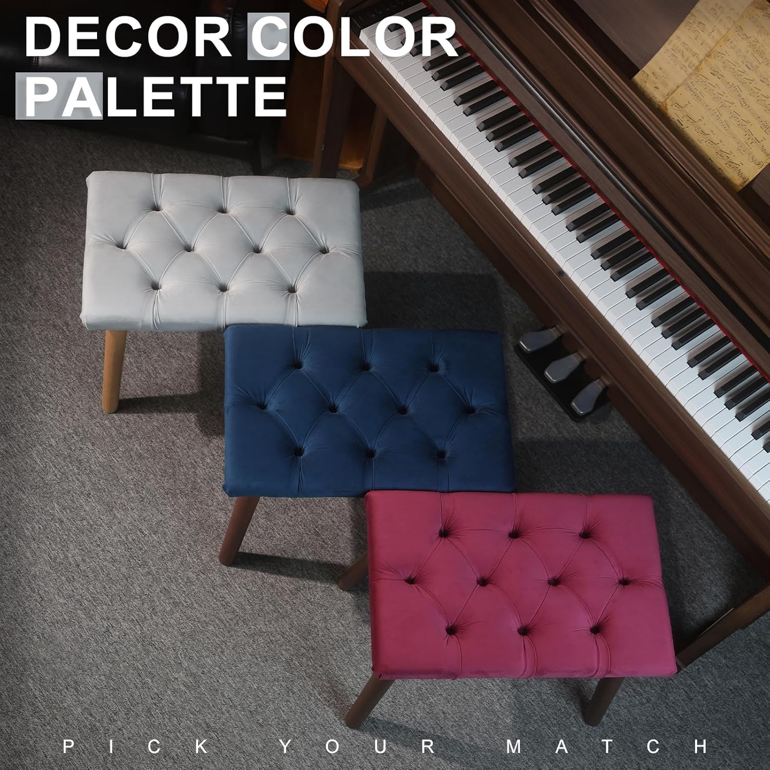 Piano Bench - Gray