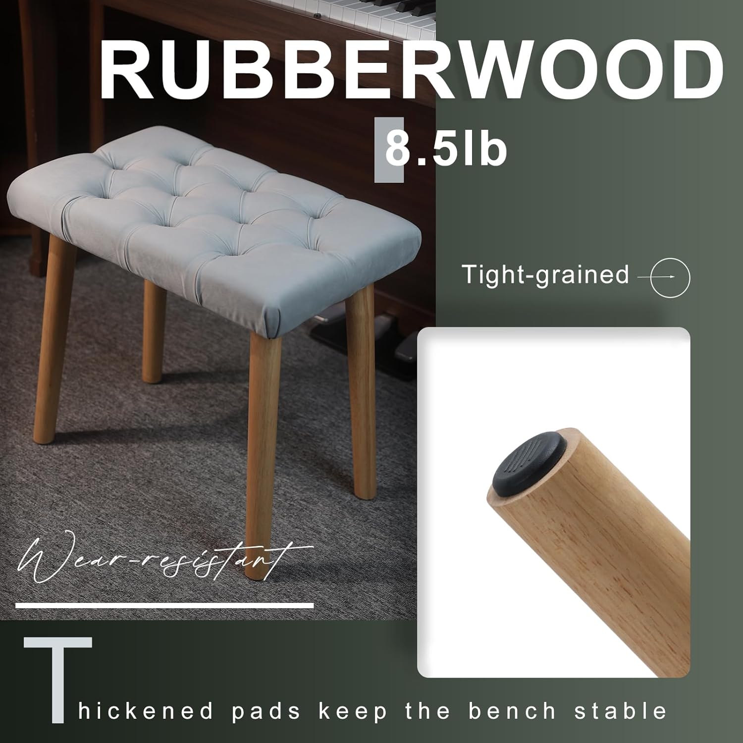 Piano Bench - Gray