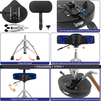 Blue With Backrest Drum Throne
