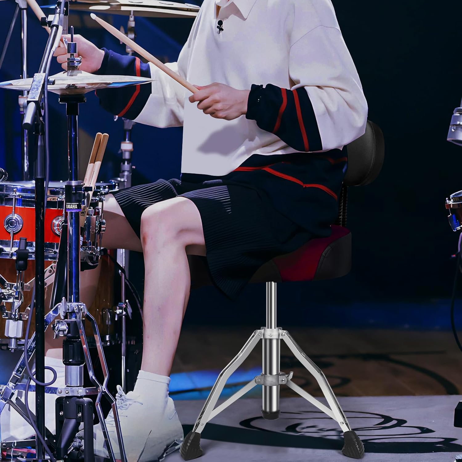 Red With Backrest Drum Throne