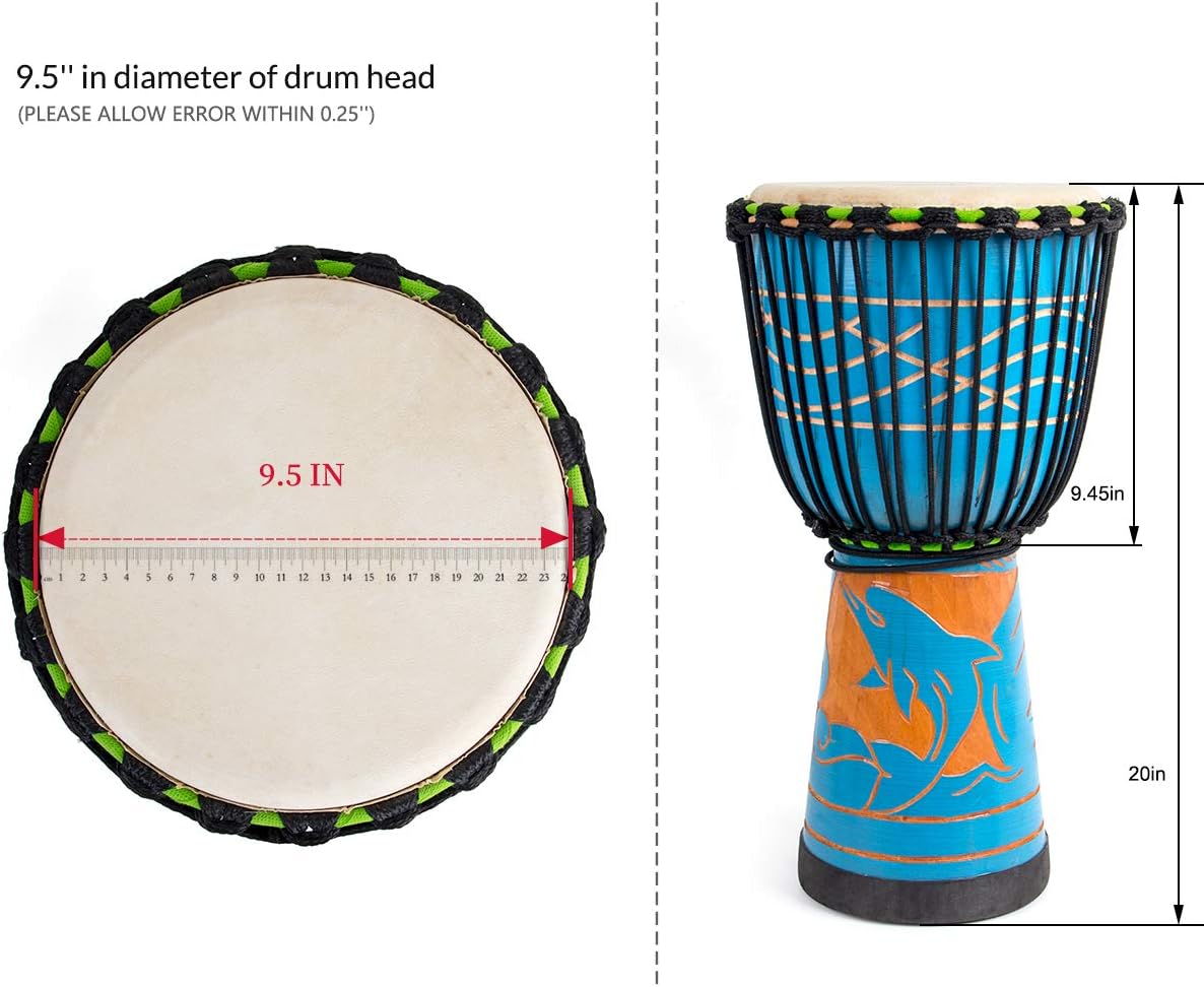 9.5'' Hand-Painted Blue Djembe Drum