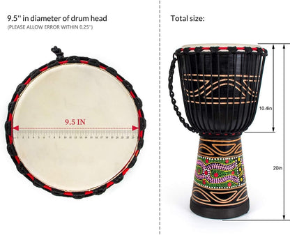 9.5'' Hand-Painted Black Djembe Drum