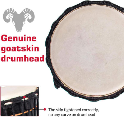 8'' Hand-Painted Black Djembe Drum
