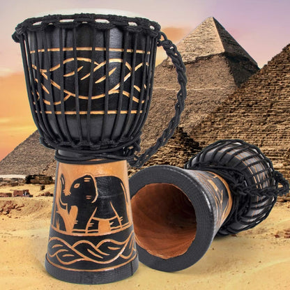 8'' Hand-Painted Black Djembe Drum