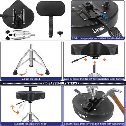 Grey With Backrest Drum Throne